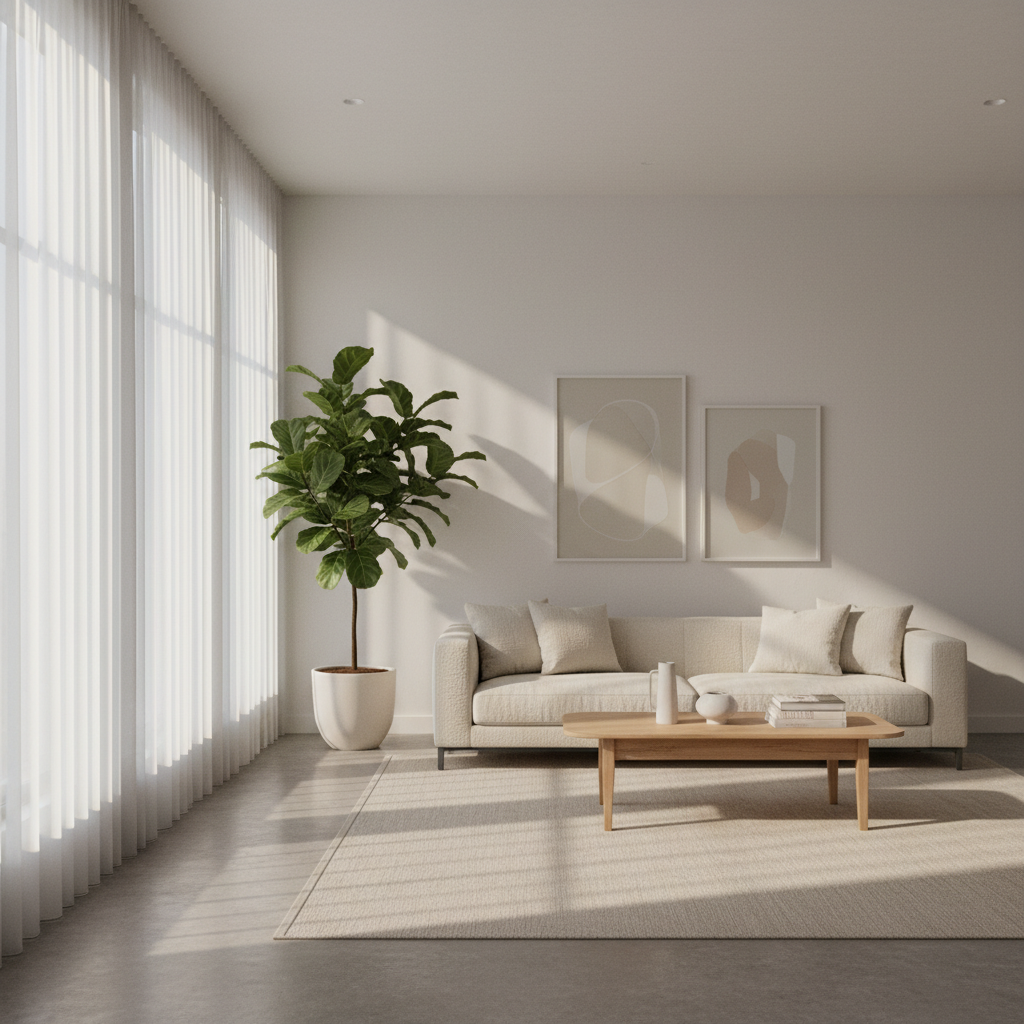 Спокойна сутрешна светлина в интериор